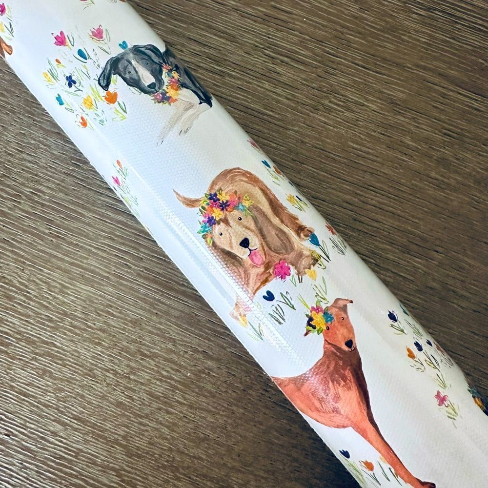Floral Dog Print Pattern Gift Wrapping Paper Gift Wrap Roll